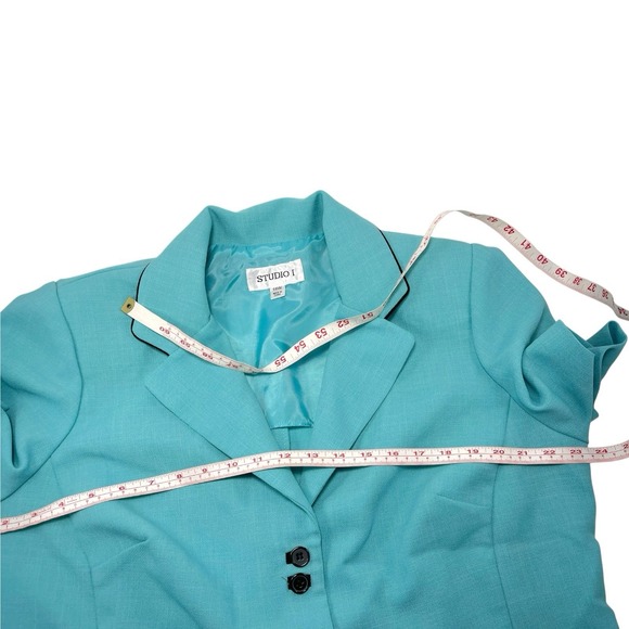Studio I 18W Teal Blazer Jacket Short Sleeve Business Church Grandma Mom Core - Picture 5 of 10